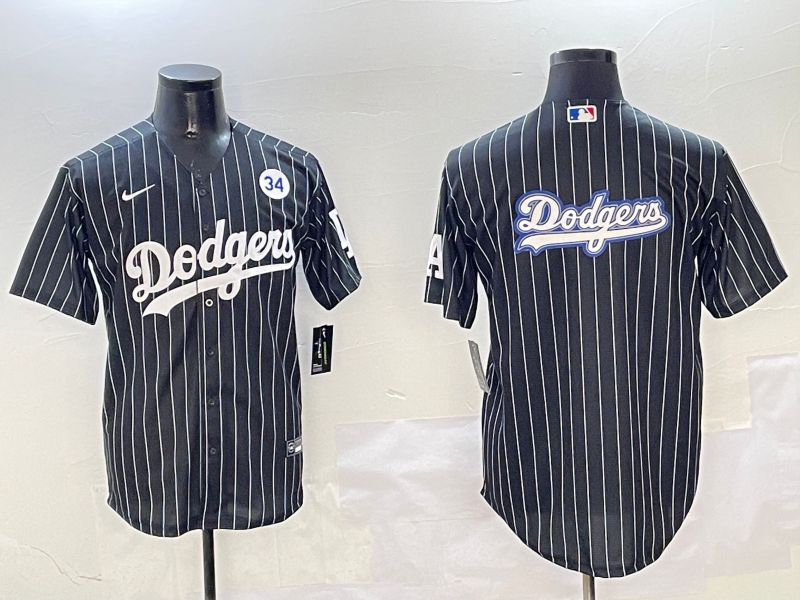 Men Los Angeles Dodgers Blank Black Stripe Jointly Name 2025 Nike MLB Jersey style 38